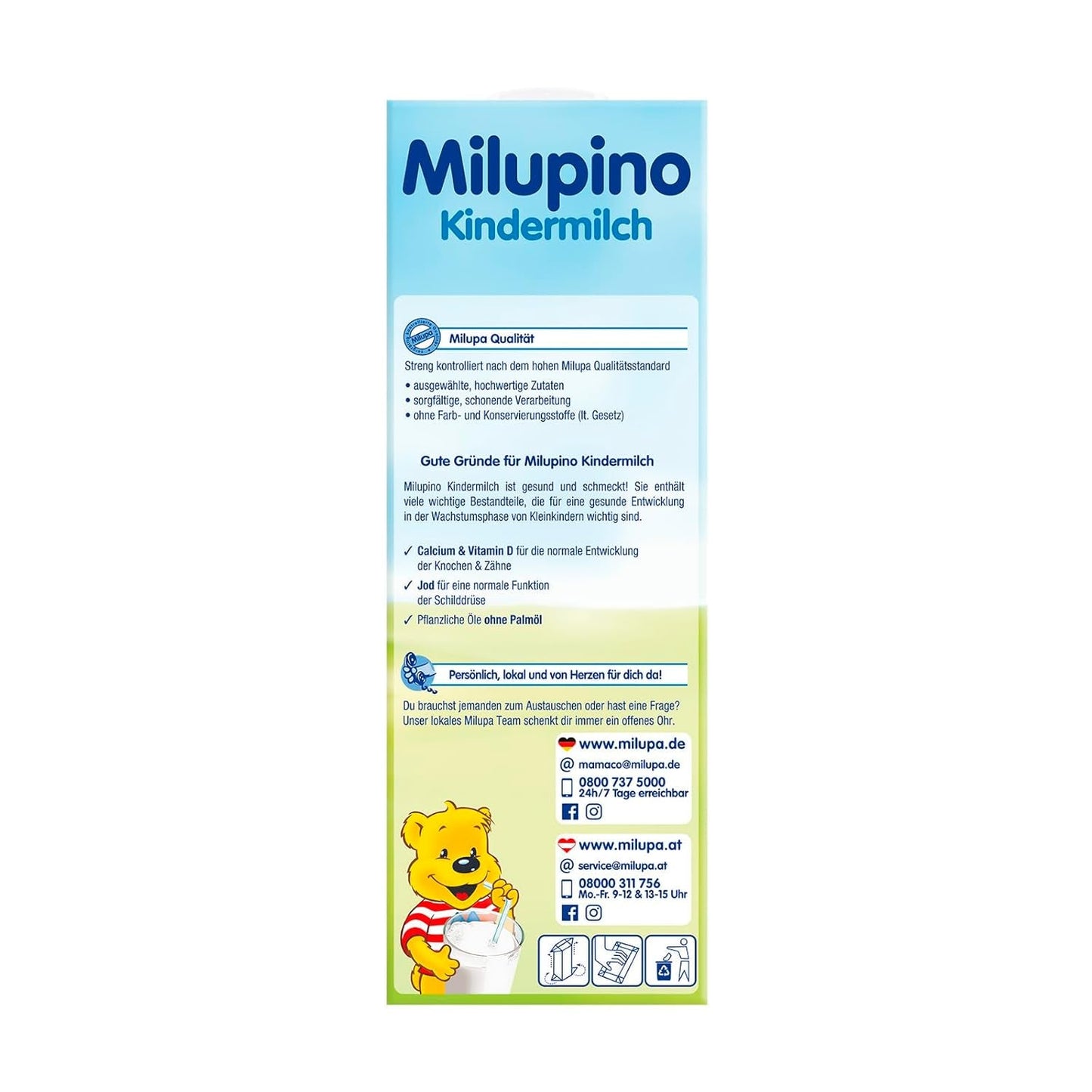 Milupa Milupino Latte di crescita pronto da bere (6x1L), da 1 anno, per bambini piccoli in fase di crescita