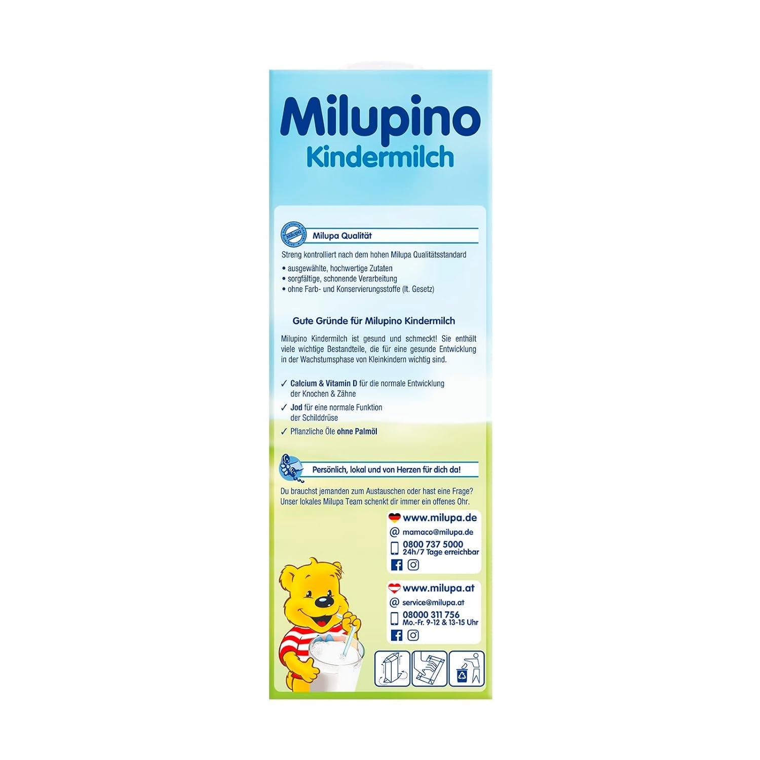 Milupa Milupino Latte di crescita pronto da bere (6x1L), da 1 anno, per bambini piccoli in fase di crescita