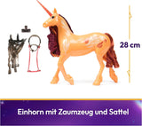 Unicorn Academy Cinder l'Unicorno - Unicorno originale Valentina della serie Netflix alto 28 cm, con vera criniera e coda, briglie, sella e spazzola rimovibili, per bambini dai 4 anni in su