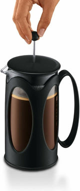 Caffettiera Bodum Kenya - 1 L / 8 tazze - Vetro borosilicato con stampa francese manuale e acciaio inossidabile - Lavabile in lavastoviglie - Prodotto in Portogallo