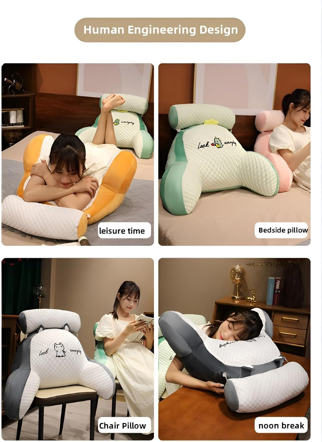 Cuscino da lettura con braccioli, Cuscino per schienale per letto, divano, Cuscino per schienale extra large per adulti per lettura con paranuca staccabile (Velvet Pink, 70 * 50cm)
