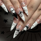 Moonglow Unghie Lunghe Stiletto Bianco Latte Rosa Sfumato Glitter Unghie Finte Fresche Con Colla Unghie Artificiali Glitter Rosa Ombre