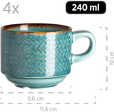 Prospero Set da caffè Premium per 4, Qualità da ristorante, Servizio da caffè moderno da 12 pezzi in stile vintage unico, Porcellana resistente, Blu