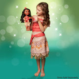 Disney Princess Moana bambola da 35 cm, occhi glitter riflettenti, articolazioni mobili, vestito staccabile, fermaglio floreale, capelli lunghi, per ragazze dai 3 anni in su