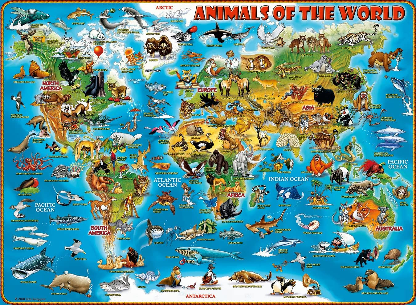 Ravensburger Puzzle per bambini - 13257 Animali nel mondo - Puzzle con mappa del mondo per bambini dai 9 anni, con 300 pezzi in formato Xxl Puzzle Naty Shop