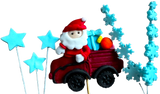 Set di 6 decorazioni commestibili in pasta di zucchero, Natale, Auto di Babbo Natale, stelle e fiocchi di neve Decorazioni in Pasta di Zucchero Naty Shop