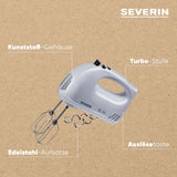 SEVERIN Frullatore a mano HM3820 (LBH 20X9X14 Cm) LBH 20X9X14 Cm Bianco Cucina Naty Shop