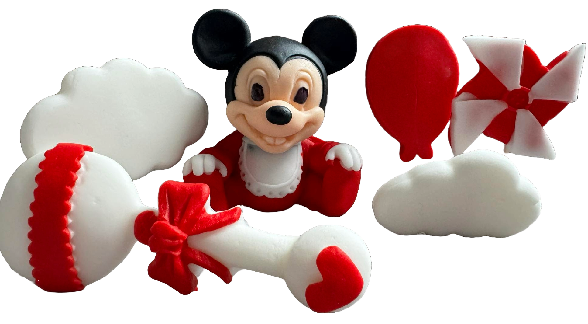 Set 6 decorazioni in zucchero commestibile, Decorazioni in Pasta di Zucchero Topolino Naty Shop