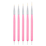 Nagelkunst-Pinsel, 5 Stück, Nailart-Pinsel, Punktierstift-Werkzeuge, Malkunst-Design-Pinsel-Set Für Lange Linien, Dünne Details, Feine Zeichnungsgrößen 7/9/11/15/22 Mm, Nero