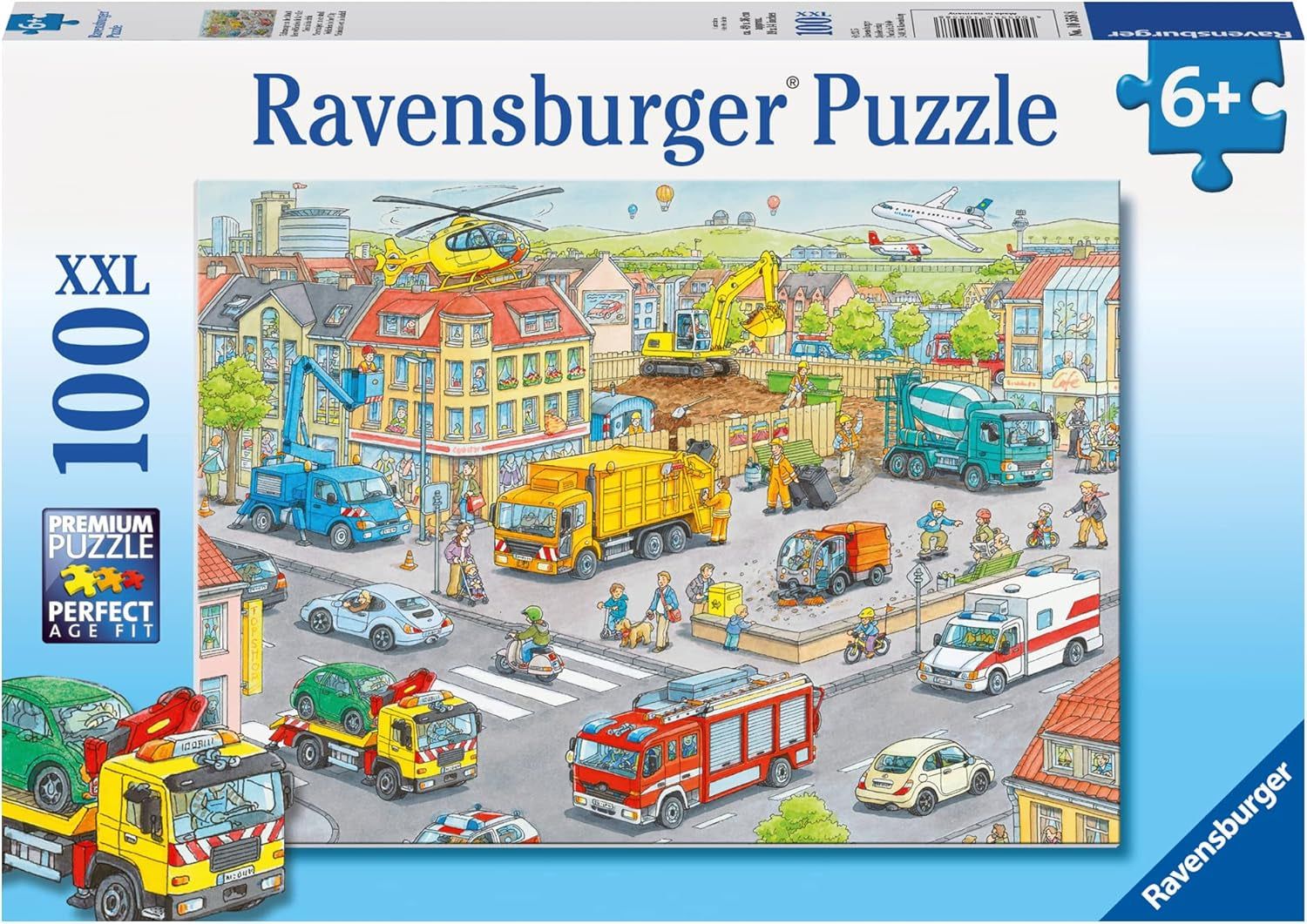 Puzzle per bambini Ravensburger - 10558 Veicoli in città - Puzzle per bambini dai 6 anni in su da 100 pezzi in formato XXL Puzzle Naty Shop Titolo predefinito