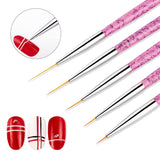 Sularpek Nail Art Liner Pinsel, 5 Stück Profi Detail Fine Nails Pennello per unghie in gel, Nagel Pinsel Dünn Für Beauty Frauen Nagelstudio (5 Größen, Rosa)