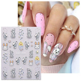 JMEOWIO 6 Blatt 3D Nagelsticker Ostern Nail Art Sticker Selbstklebend Nagelaufkleber 5D Stereoscopico Süßer Hase Ei Dekoration Nageldesign Zubehör