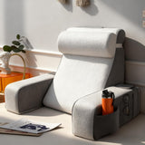 Ampio cuscino da lettura con supporto per collo e braccioli removibili, cuscino schienale per letto, cuscino schienale ergonomico con bracciolo, tasca e fodera lavabile per leggere e guardare la TV.