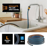 Fiskars L Tubo dell'acqua, Protezione UV, Testato a pressione, Livello di rigidità alla torsione 4 (su 5), 30 m, Ø 1,3 cm (1/2"), 4,2 kg, Nero/Arancione/Blu, 1027105