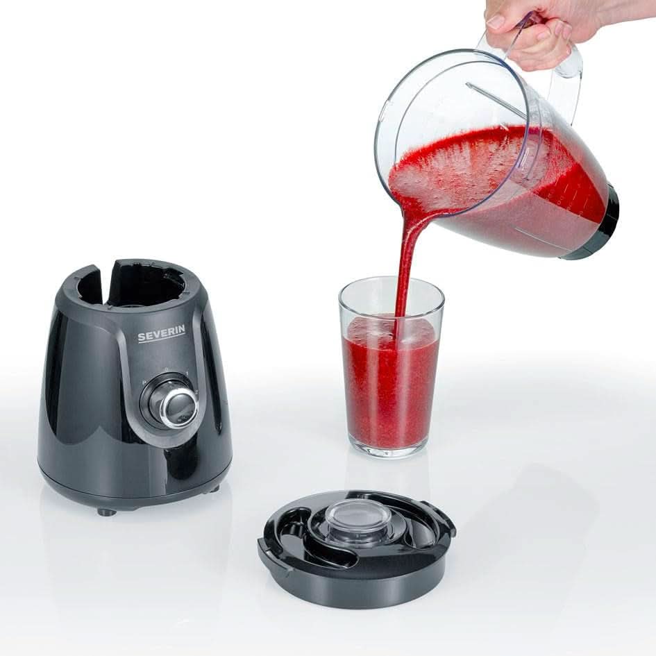 SEVERIN Robot da cucina con miscelatore da 1,5 L in tritan, mixer con 2 fuochi e funzione a impulsi, Leistungsstarker Küchenmixer con Edelstahlmesser, 600 W, Nero, SM 3707 Cucina Naty Shop