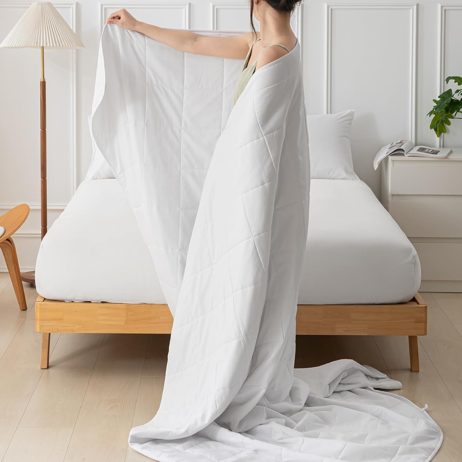 Trapunta estiva 155X220 Trapunta estiva leggera Trapunte 90 GSM Trapunta 155X220Cm Trapunta sottile Utilizzabile senza fodera Trapunta rinfrescante Morbida Accogliente Bianca Trapunte e Trapunte Naty Shop