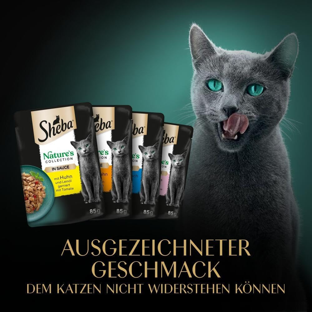 SHEBA Nature's Collection in Salsa - Cibo umido per gatti di alta qualità, varietà fine (MSC) in bustine porzionate - 72 x 85 g