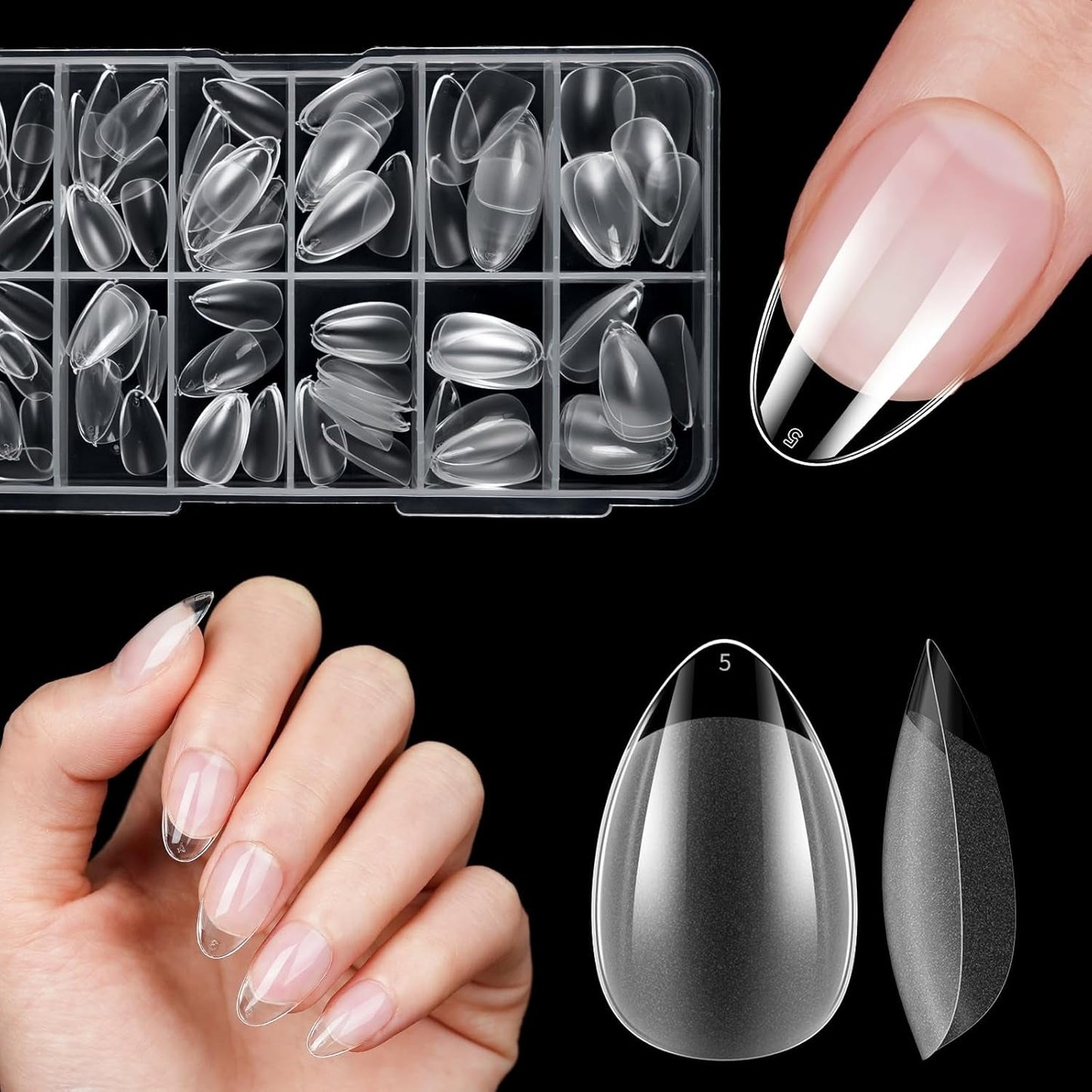 Unghie finte corte Ballerina 120 pezzi Colla su 12 misure Unghie artificiali corte Gel morbido Copertura completa Punte per unghie per unghie corte in gel S