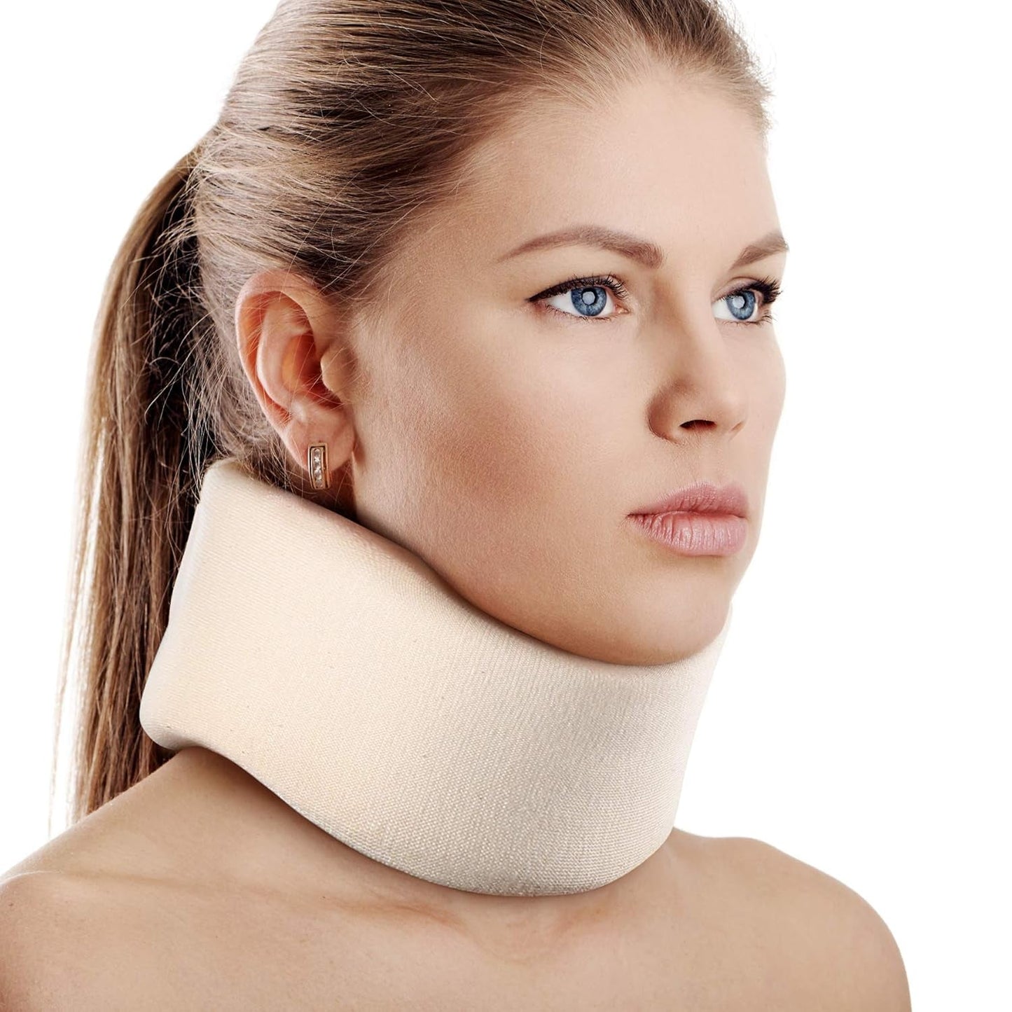 RESTCLOUD Supporto per il collo in morbida schiuma, Collare universale, Supporto per il collo regolabile per dormire - Allevia il dolore al collo (Bianco, Collare profondo 6,4 cm, M) Naty Shop Cuscini ortopedici cervicali Bianco M (6,4 cm Alto)