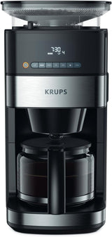 Macchina per caffè espresso Krups KM8328 Macina con macinino | timer 24 ore | Contenitore per cereali 180 g | Capacità 1,25 l per un massimo di 15 tazze di caffè | Funzione di spegnimento automatico | 3 impostazioni di macinatura | Nero