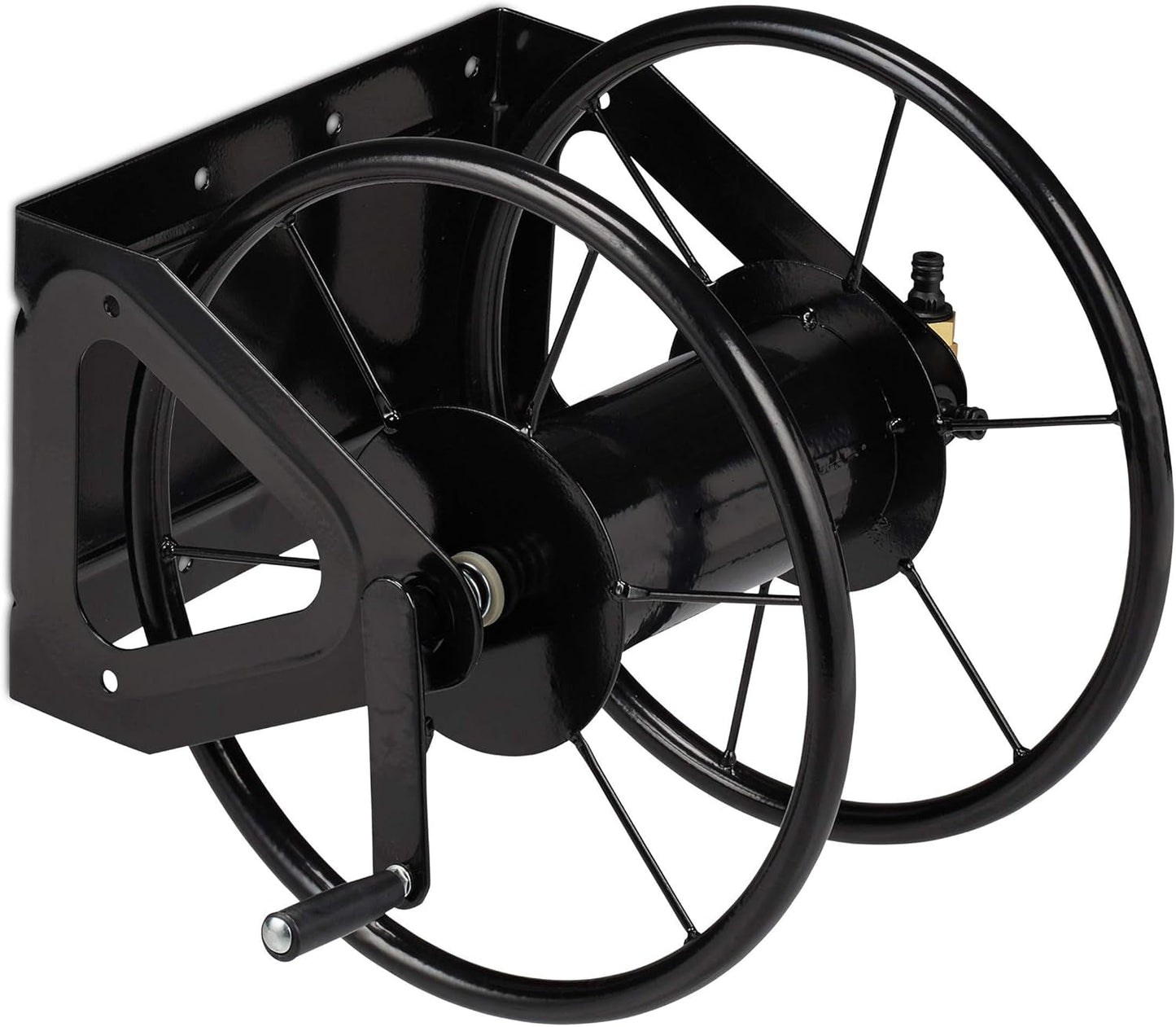 Avvolgitubo Relaxdays, avvolgitubo con manovella, per tubo da 60 m, acciaio, AxLxP: 41,5 x 54 x 45 cm, nero