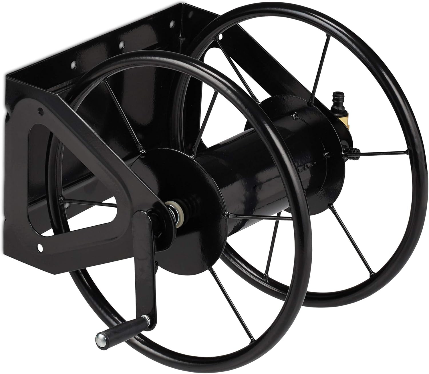 Avvolgitubo Relaxdays, avvolgitubo con manovella, per tubo da 60 m, acciaio, AxLxP: 41,5 x 54 x 45 cm, nero