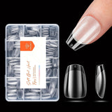Modelones Nail Tips 216 pezzi - Set di punte per unghie a copertura totale, Set di punte in gel morbido, Punte per unghie in resina PMMA pre-lucidatura, Colla fai-da-te su unghie artificiali, Mandorle corte XS