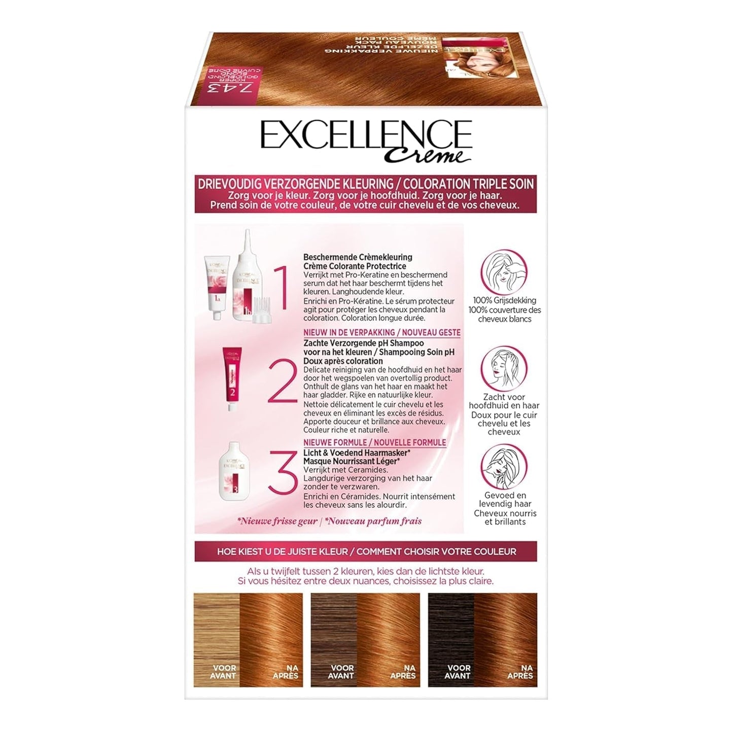 Paris Excellence Creme 7.43 Hair Color Red - Tinta per capelli (Rosso, Biondo Cuuvré Oro, Belgio, 63mm, 100mm, 163mm) Naty Shop Tinture per capelli