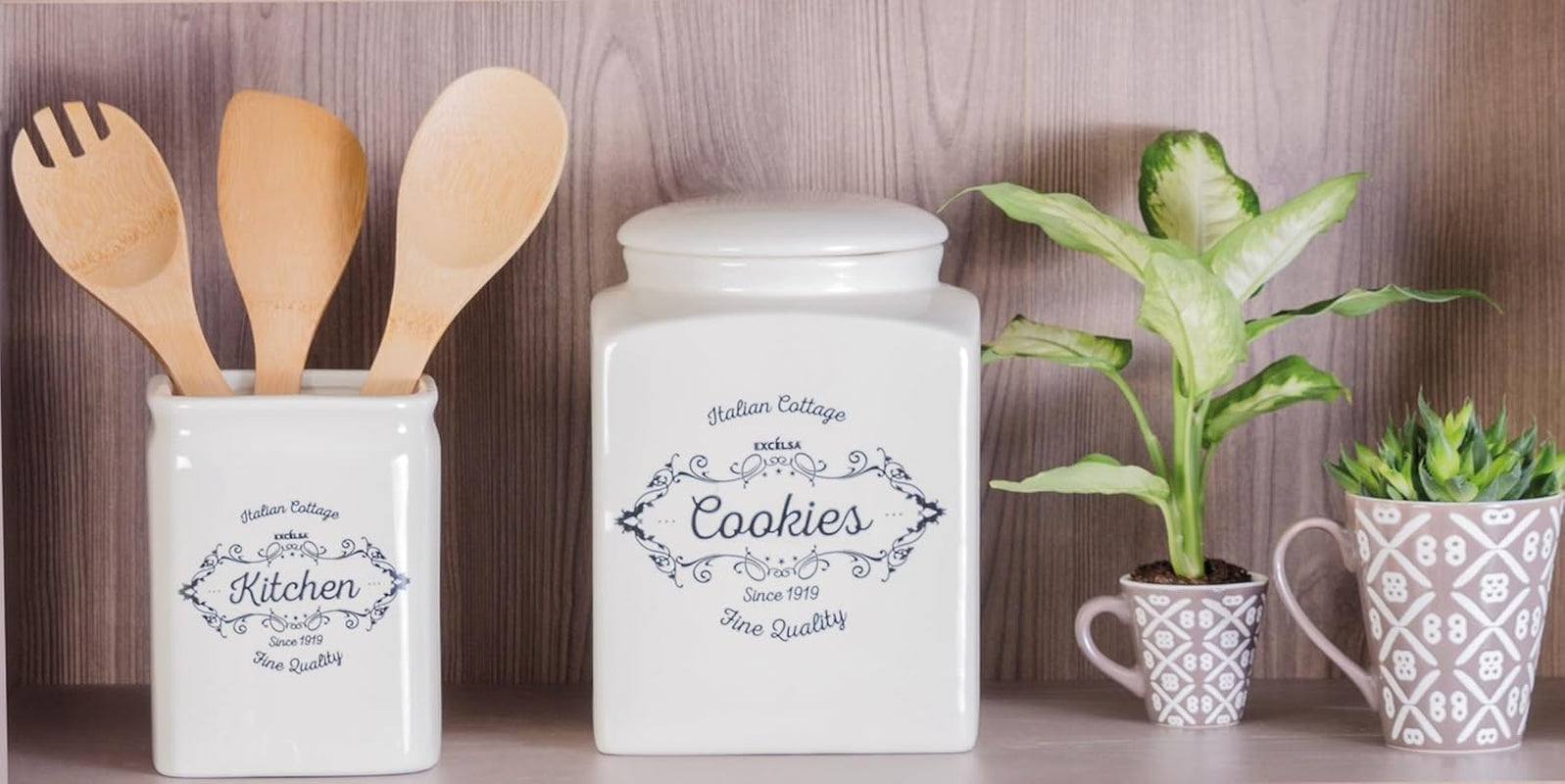 Scatola per biscotti Excelsa, ceramica, bianco avorio, Capacità: 3 litri Contenitori per alimenti Naty Shop