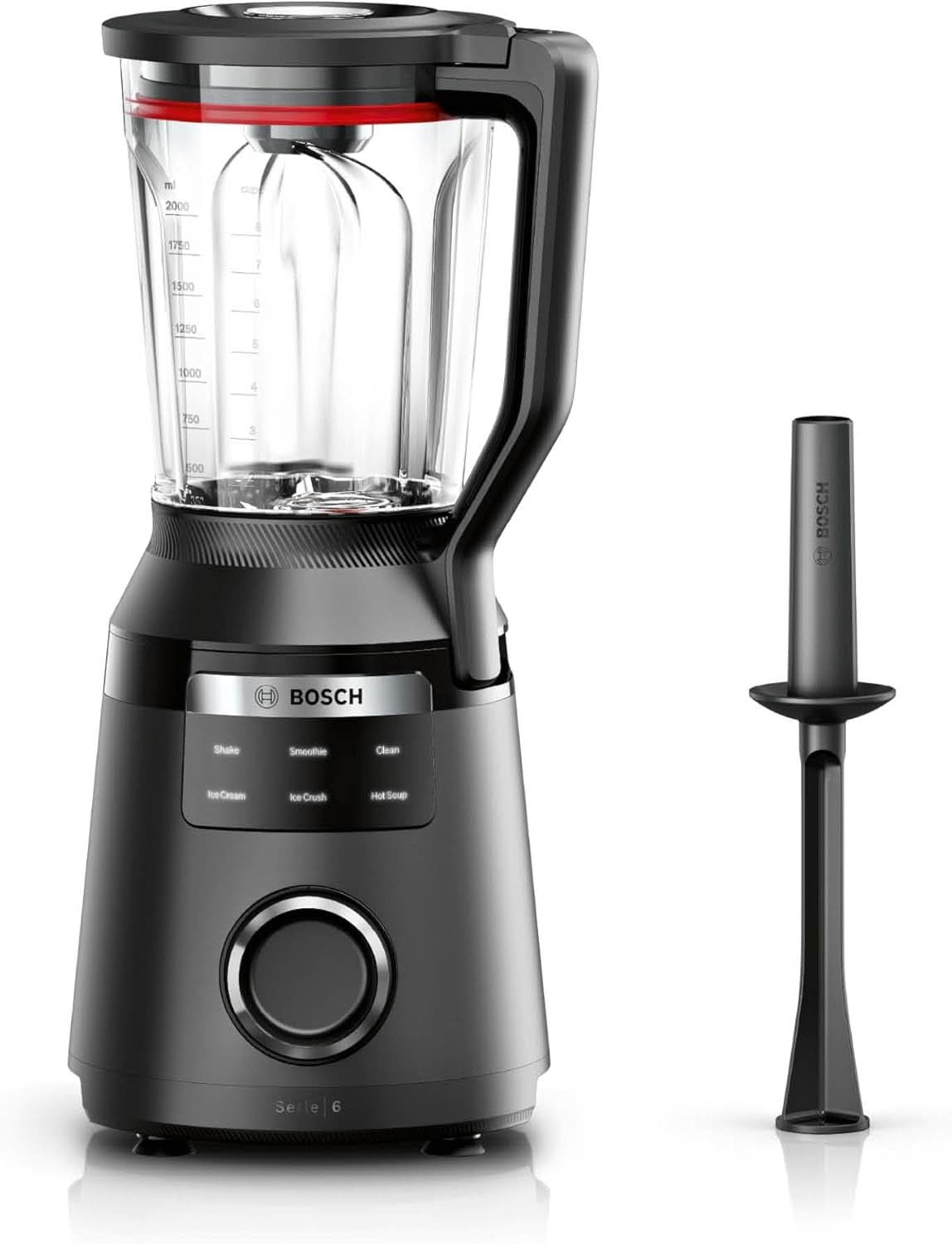 Robot da cucina ad alta velocità Vitapower Serie 6 MMBD665B1, 45.000 giri/min, 6 programmi Inkl Heiße Suppe & Reinigung, 2 L Mixbehälter, Stopfer, Spülmaschinenfeste Teile, Made in Europe, 1800W, Schwarz Kitchen Naty Shop