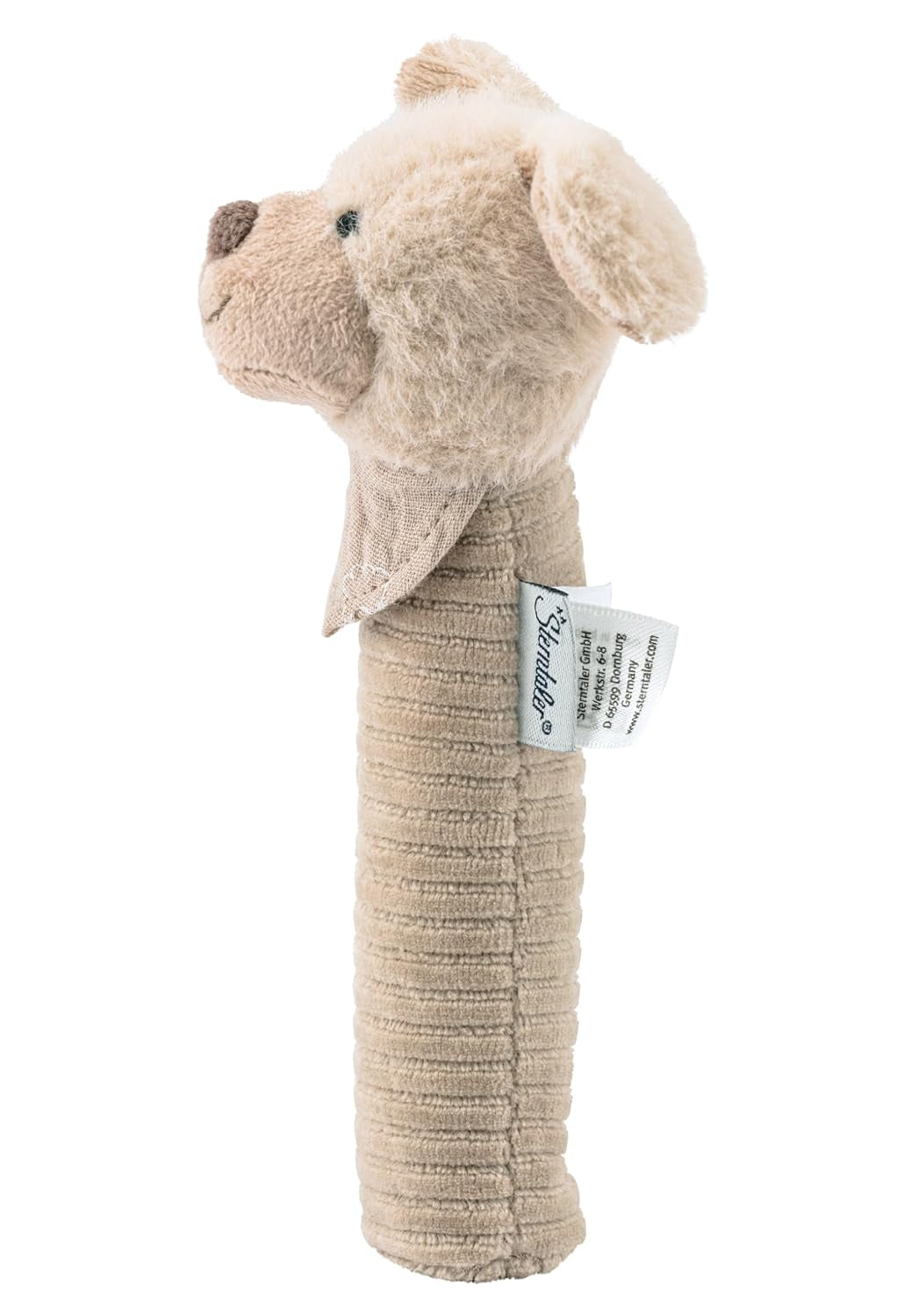 Sterntaler Baby squeaker Cane portafortuna - Giocattolo per neonati in materiale morbido e soffice con corda - Giocattolo da catturare per bambini - Primi tentativi di cattura e gioco, grigio-beige Bebe Toys Naty Shop