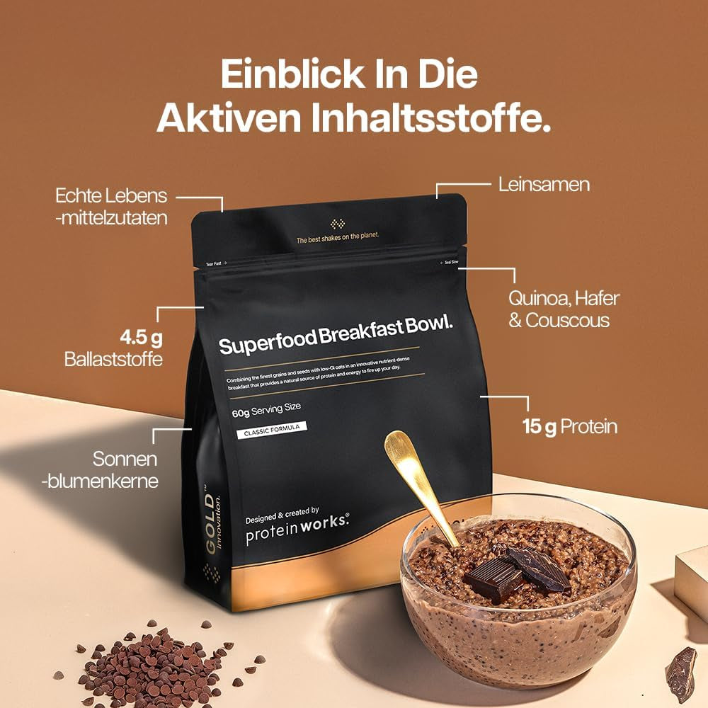 Le proteine ​​funzionano | Colazione Superfood - Innovazione GOLD, Cereali Pluripremiati, Muesli Proteico, Ricco di Nutrienti con Cereali, Semi e Avena, Alto Contenuto di Fibre, Mela e Cannella, 10 Porzioni, 600g