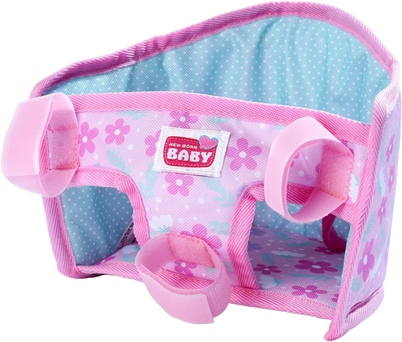 Simba 105560018 - Seggiolino da bici per neonati con cintura, accessorio per bambola, sedile in tessuto, cintura di sicurezza, manubrio in velcro, per bambole da 30-43 cm, dai 3 anni in su
