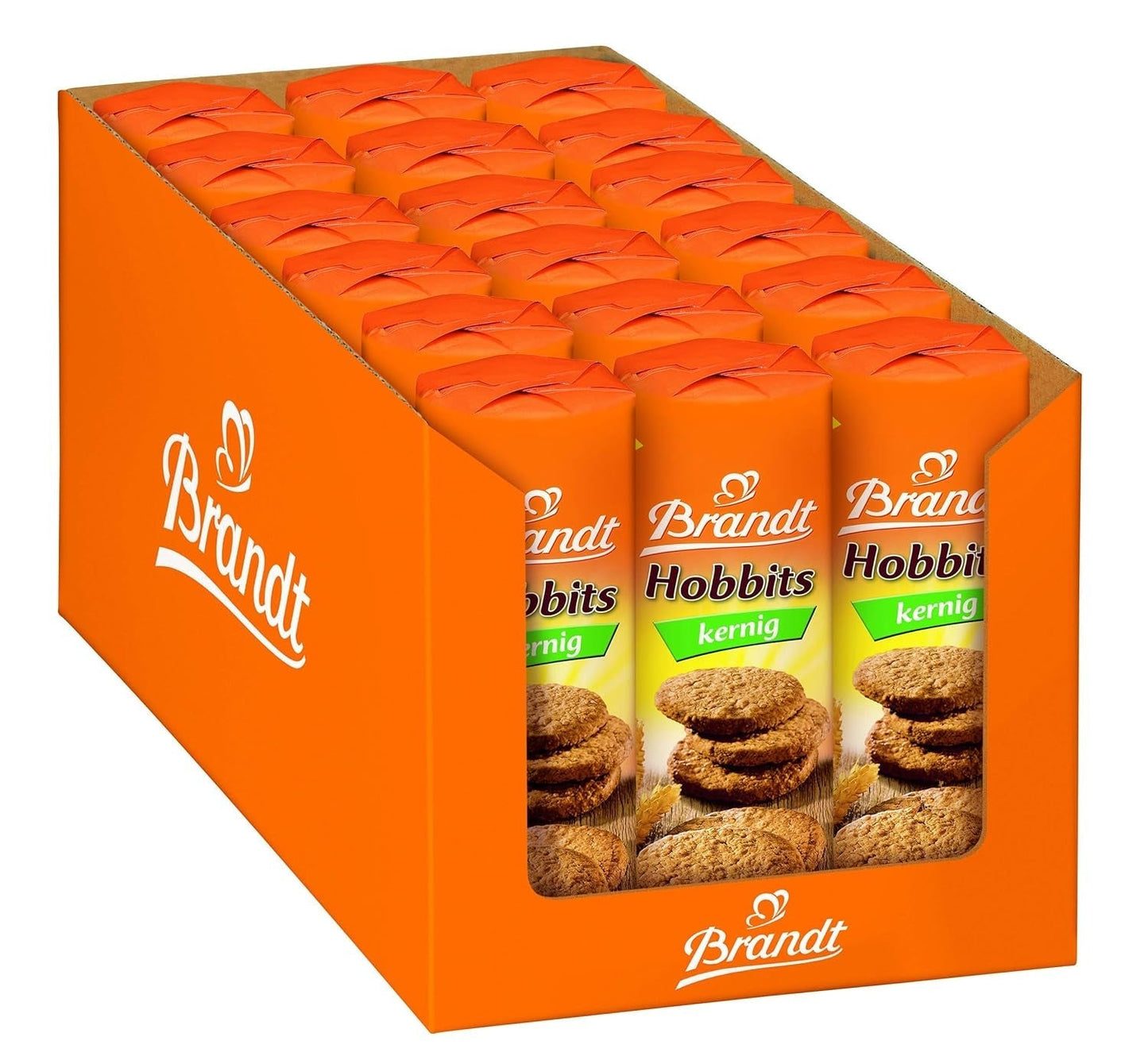 Bahlsen Hobbits Crunchy - Confezione da 18 - Scatola portaoggetti - Biscotti integrali con farina d'avena ad alto contenuto di fibre (18 x 250 g)