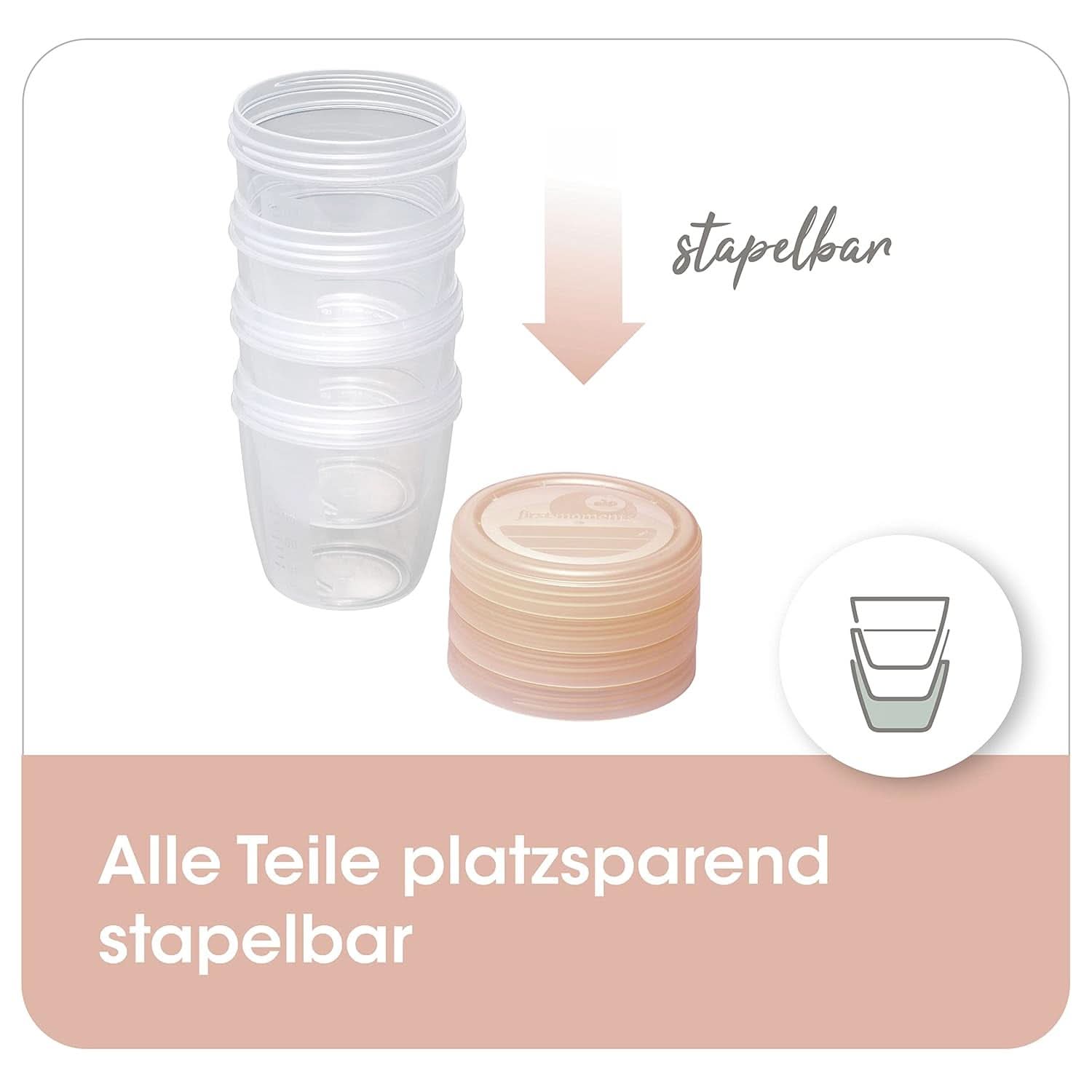 Contenitori latte materno NIP First Moments 150 ml, 4 pezzi: impilabili e a tenuta stagna Accessori Alimentazione e Allattamento Bebe Naty Shop