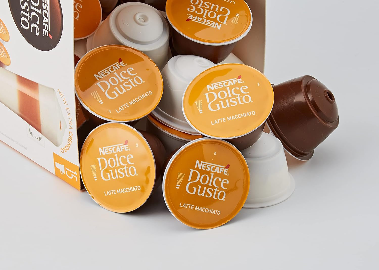 Latte Macchiato Vorratsbox 90 Kaffeekapseln (Aromatischer Espresso, 3-Schichten -Köstlichkeit aus feinem Milchschaum & Cappuccino