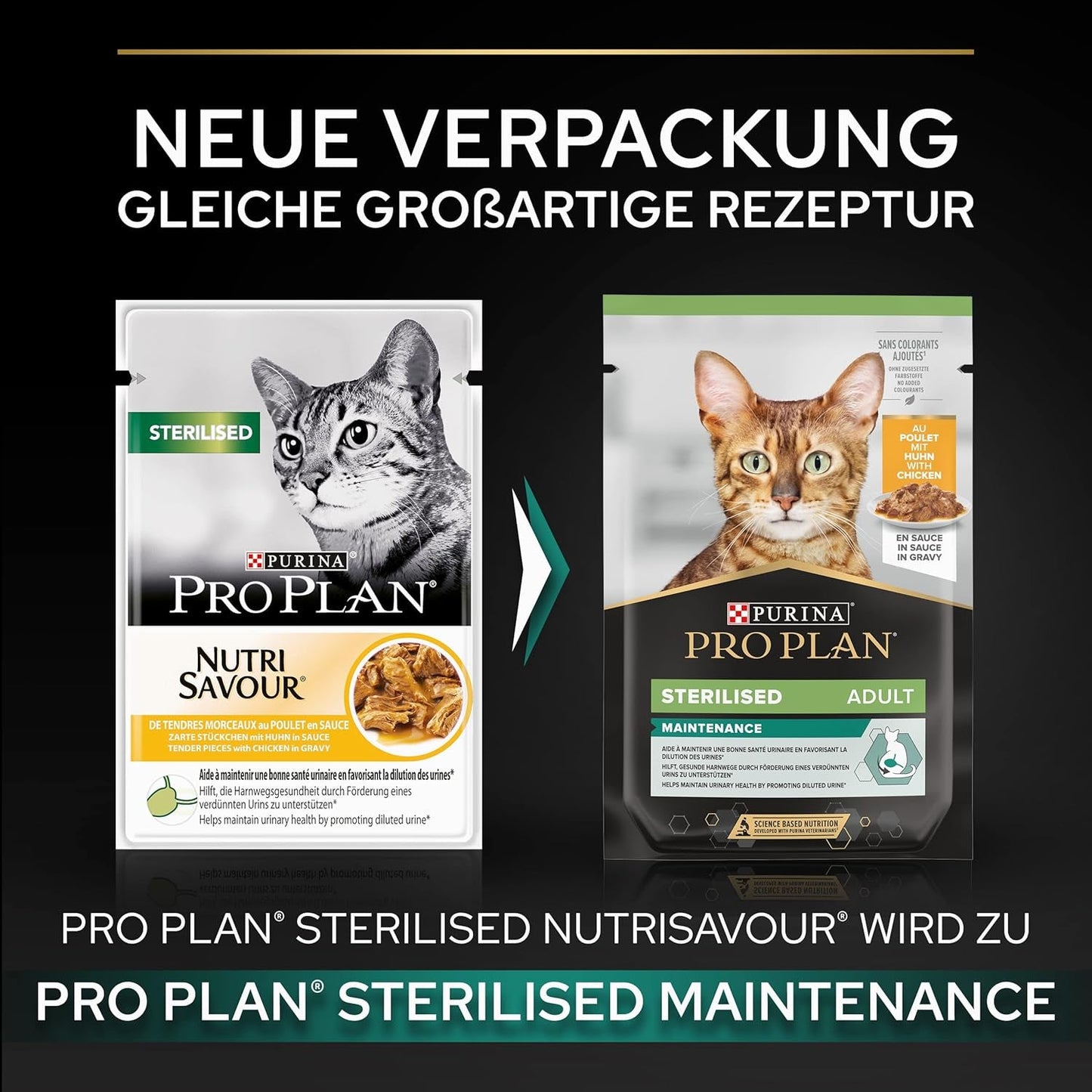 Alimento umido sterilizzato Pro Plan per gatti adulti con pulcini, confezione da 26 (26 x 85 g)