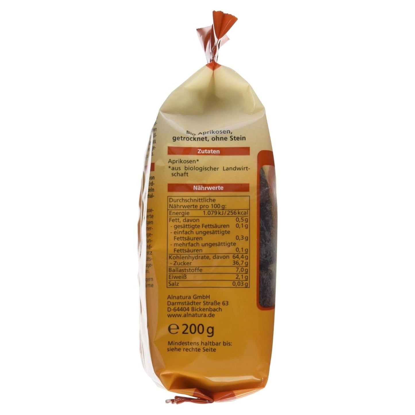Albicocche secche biologiche, senza semi, 200g prodotti disidratati Naty Shop
