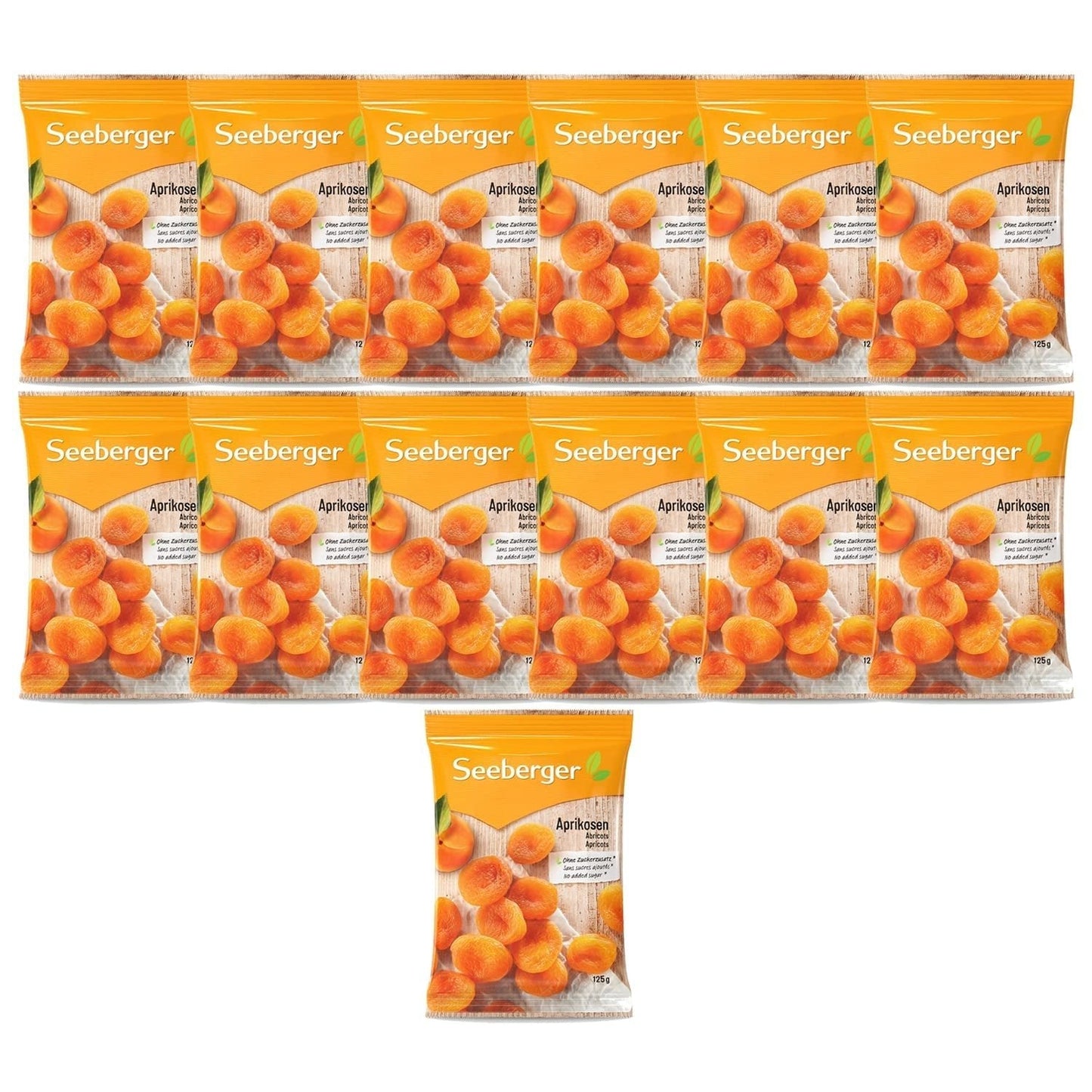 Albicocche Seeberger: Albicocche extra large, maturate al sole e di colore arancione brillante - gusto dolce e fruttato - senza zucchero - essiccate - denocciolate, vegane (1 x 125g) Naty Shop Prodotti disidratati