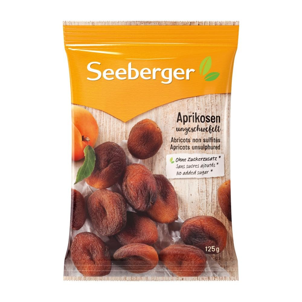 Albicocche non solforate Seeberger: albicocche secche non trattate dal sapore dolce e fruttato - senza zuccheri aggiunti - senza semi, vegane (1 x 125g) Naty Shop Prodotti disidratati 125G (confezione da 13)