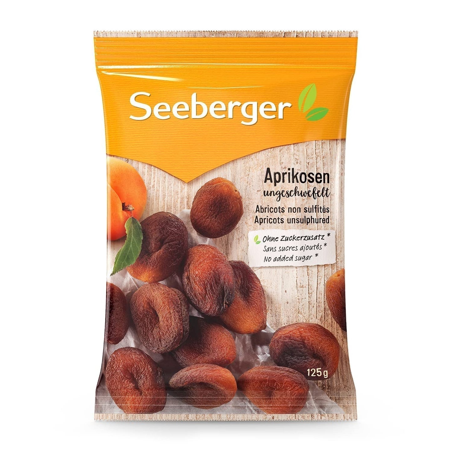Albicocche non solforate Seeberger: albicocche secche non trattate dal sapore dolce e fruttato - senza zuccheri aggiunti - senza semi, vegane (1 x 125g) Naty Shop Prodotti disidratati 125G (1 confezione)