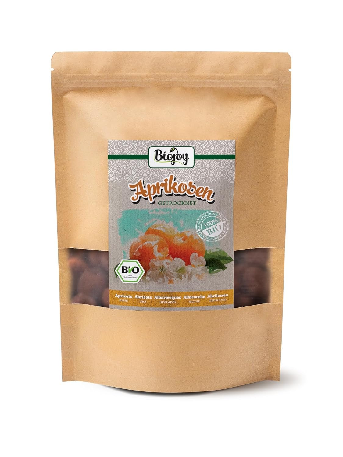 Albicocche secche Biojoy (500 g), non solforate Prodotti disidratati Il mio negozio 1 kg (1 confezione)