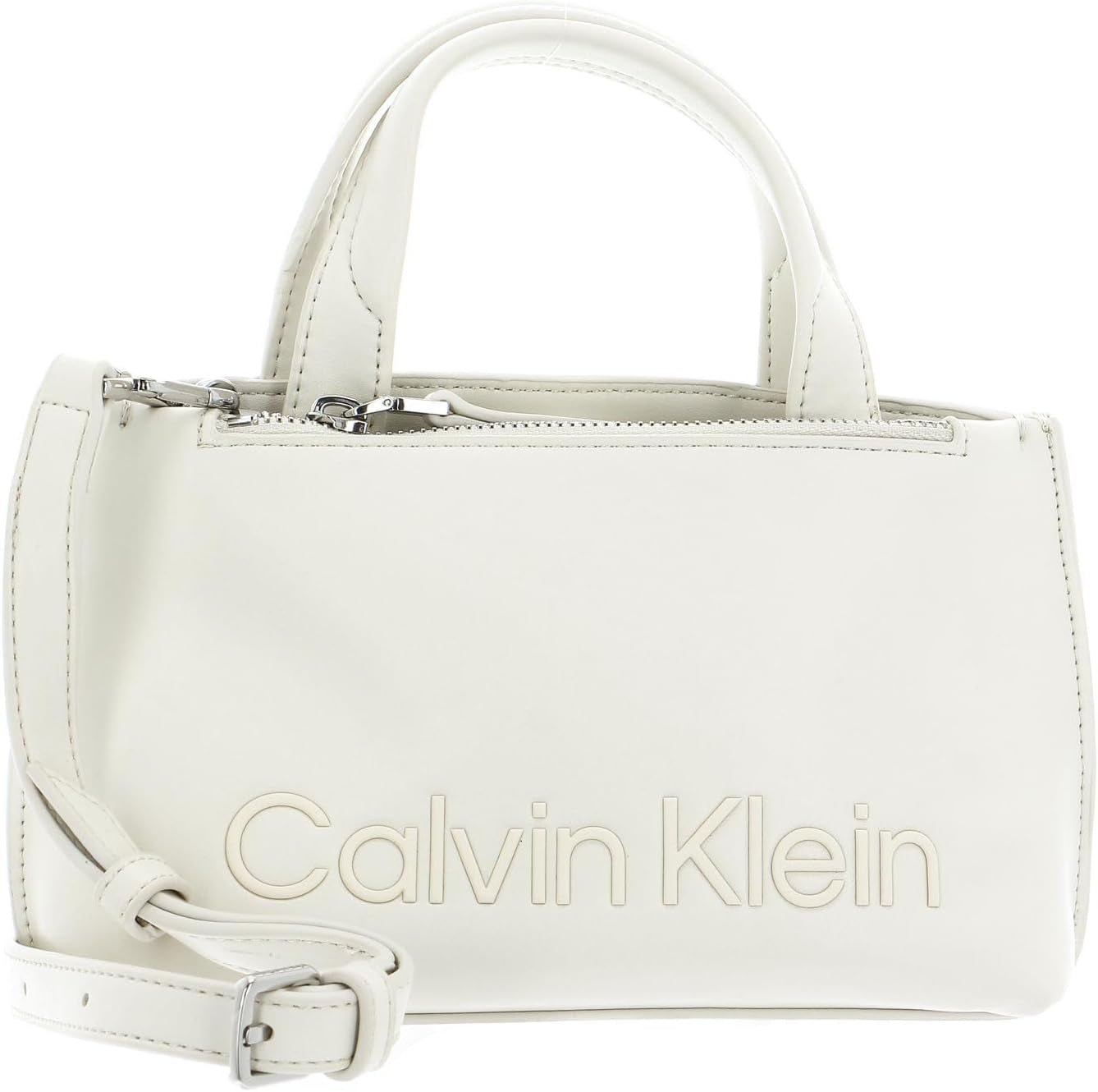 Calvin Klein Ladies Ck Set Mini Tote K60k610167 Borsa tote Donna Borse Naty Shop Bianco (Dark Ecru)