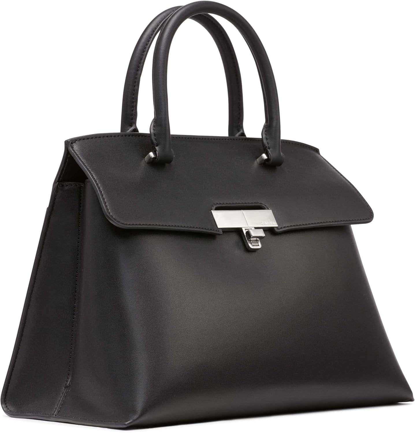 Calvin Klein Borsa a mano Turn Lock da donna - 2 in 1, Pelle vegana, Borsa a tracolla Becky Turnlock con 3 tasche, Nero/Argento Borse donna Naty Shop