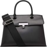 Calvin Klein Cartella da donna Turn Lock - Borsa a tracolla Becky Turnlock 2 in 1 in pelle vegana con 3 tasche Nero/Argento Borse da donna Naty Shop Default Title