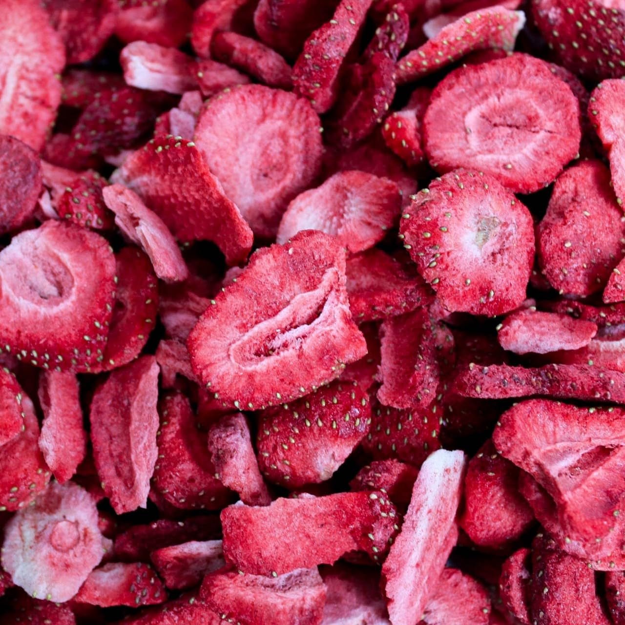 Fragole liofilizzate 150g - Fette di fragola liofilizzata - Frutta secca liofilizzata - Frutta fragola secca - Perfetta per cuocere al forno, decorazioni, snack, muesli, dessert Prodotti disidratati Naty Shop
