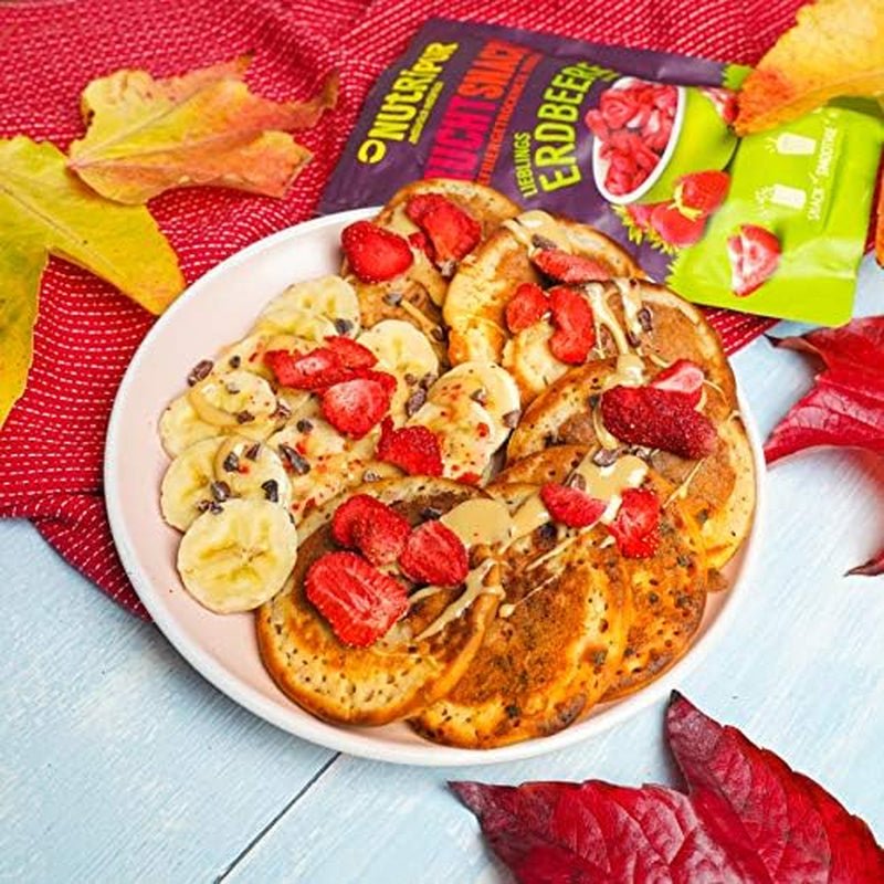 Fragole liofilizzate 300g: fette di fragole secche non zuccherate - Fragole liofilizzate con frutta pura, piene di sapore: bacche liofilizzate - Frutta secca NUTRIPUR Prodotti disidratati Naty Shop