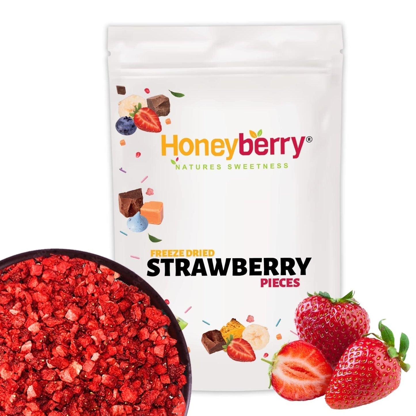 Fragole liofilizzate pezzi 100g - Fragole liofilizzate Prodotti disidratati Naty Shop 100G