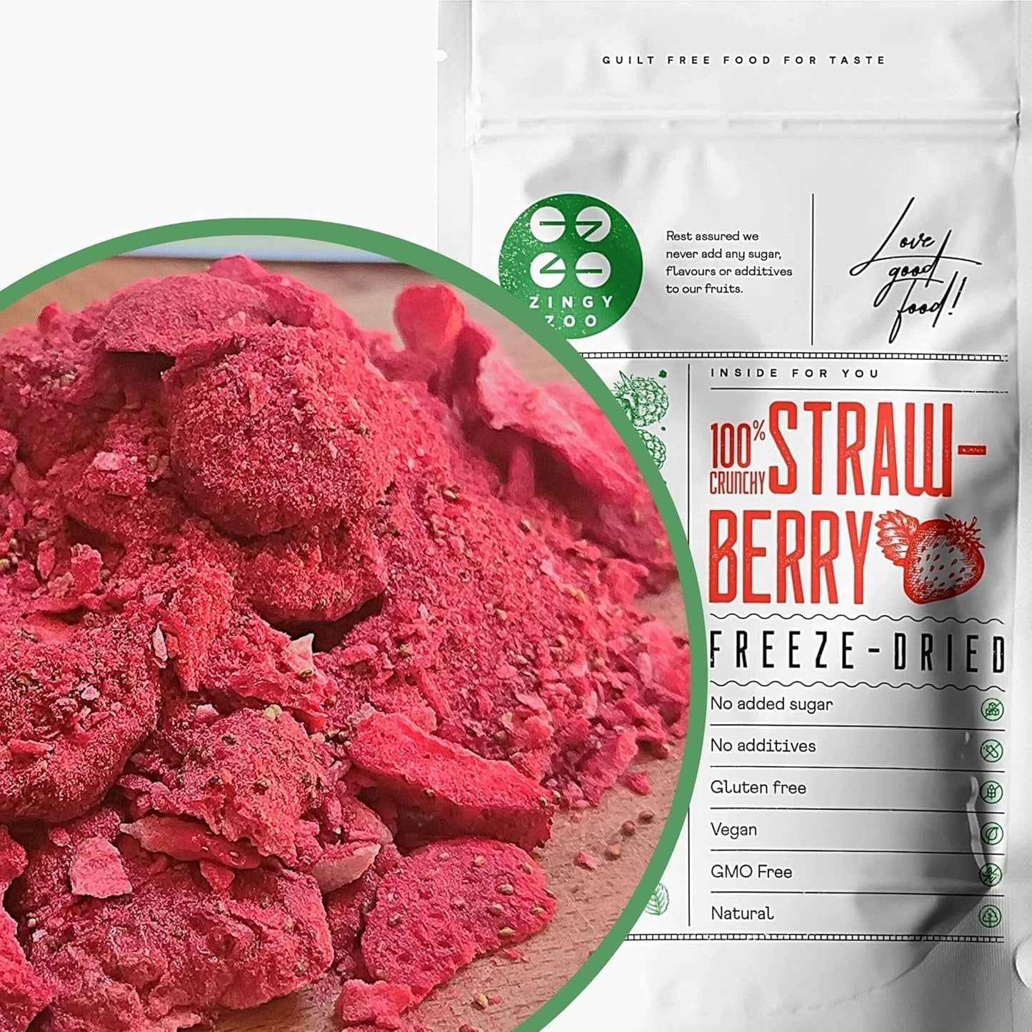 Fragole liofilizzate | Frutta liofilizzata | Frutta secca senza zucchero Frutta secca | Fragole secche Liofilizzate | Frutta liofilizzata (90g) Prodotti disidratati Naty Shop Fragole tritate 300G