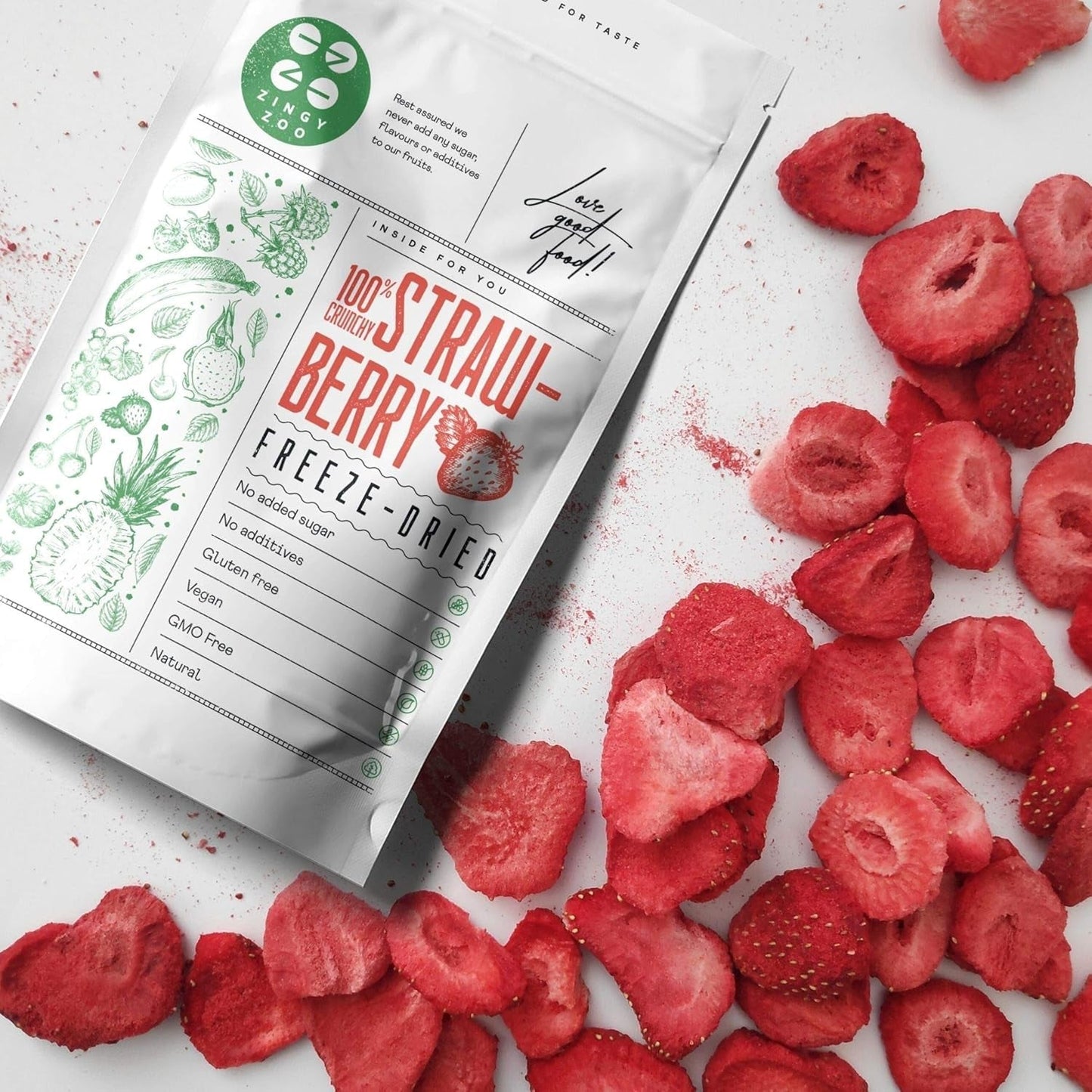 Fragole liofilizzate | Frutta liofilizzata | Frutta secca senza zucchero Frutta secca | Fragole secche Liofilizzate | Frutta liofilizzata (90g) Prodotti disidratati Naty Shop